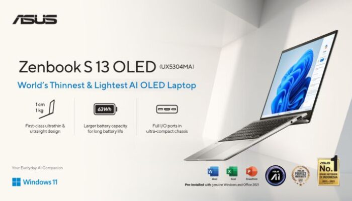 Spesifikasi Zenbook S 13 OLED UX5304 Laptop ASUS Tipis dan Ringan